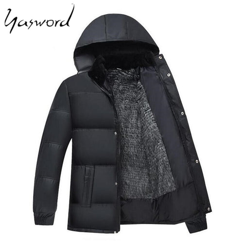 Yasword Men Parka Thick Coat Winter Jackets Warm Winter Casual Coats Windproof Hooded Fur Male Outwear Cotton Padded Overcoats