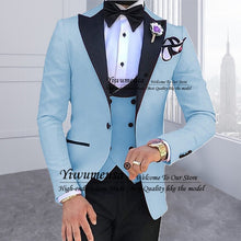 Load image into Gallery viewer, Mens&#39;s 3 Pieces Suits for Men Custom Made Terno Slim Fit Groom Custom Made Black Shawl Lapel Green Wedding Men Suit Masculino