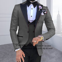 Load image into Gallery viewer, Mens&#39;s 3 Pieces Suits for Men Custom Made Terno Slim Fit Groom Custom Made Black Shawl Lapel Green Wedding Men Suit Masculino