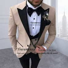 Load image into Gallery viewer, Mens&#39;s 3 Pieces Suits for Men Custom Made Terno Slim Fit Groom Custom Made Black Shawl Lapel Green Wedding Men Suit Masculino