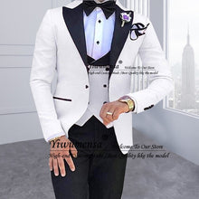 Load image into Gallery viewer, Mens&#39;s 3 Pieces Suits for Men Custom Made Terno Slim Fit Groom Custom Made Black Shawl Lapel Green Wedding Men Suit Masculino