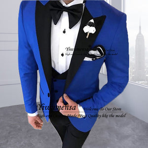 Mens's 3 Pieces Suits for Men Custom Made Terno Slim Fit Groom Custom Made Black Shawl Lapel Green Wedding Men Suit Masculino