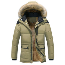 Load image into Gallery viewer, Quality Large Size Men Parkas Coat Plus Velvet Thicken Slim Zipper Winter Clothing Warm Detachable Fur Collar Mens Winter Jacket