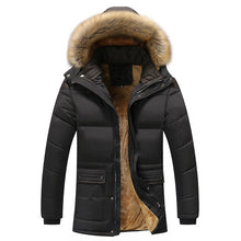 Load image into Gallery viewer, Quality Large Size Men Parkas Coat Plus Velvet Thicken Slim Zipper Winter Clothing Warm Detachable Fur Collar Mens Winter Jacket