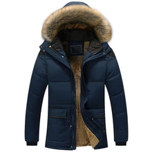 Load image into Gallery viewer, Quality Large Size Men Parkas Coat Plus Velvet Thicken Slim Zipper Winter Clothing Warm Detachable Fur Collar Mens Winter Jacket