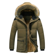 Load image into Gallery viewer, Quality Large Size Men Parkas Coat Plus Velvet Thicken Slim Zipper Winter Clothing Warm Detachable Fur Collar Mens Winter Jacket