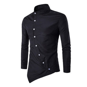 2019 Men's Shirts Casual Fake Two Piece Brand Bussiness Dress Shirts Autumn Solid Cotton Formal Clothing Long-Sleeved Top-blouse