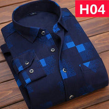 Load image into Gallery viewer, Winter Thick Velvet Dress Shirt For Men Casual Long Sleeve Plaid Warm Fleece Lining Shirts Fashion Soft Flannel Plus Size L-4XL