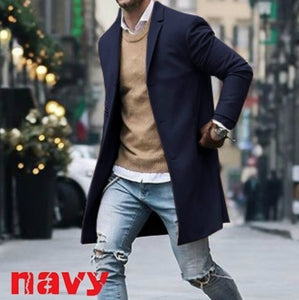 2019 New Winter Woolen Coat Men Leisure Long Sections Woolen Coats Mens Pure Color Casual Fashion Jackets / Casual Men Overcoat