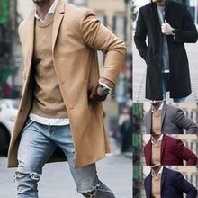 Load image into Gallery viewer, 2019 New Winter Woolen Coat Men Leisure Long Sections Woolen Coats Mens Pure Color Casual Fashion Jackets / Casual Men Overcoat