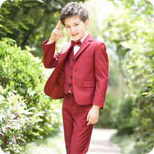 Load image into Gallery viewer, Burgundy Boy Suits for Wedding Black Shawl Lapel Slim Fit Boys Wedding Child Jacket Costume Mariage Kids Blazers Ternos 3Piece