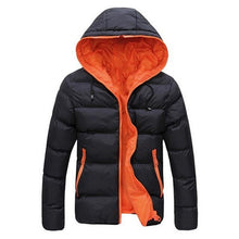 Load image into Gallery viewer, Men&#39;s Winter Jackets Fashion Patchwork Cotton Slim Fit Coat Thick Warm Homme Zipper Casual Hooded Parka Jacket