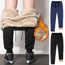 Load image into Gallery viewer, Mens thick Fleece Fluff Pants Casual Loose Slim Winter Warm Pants Joggers Athletic Trousers Black Navy blue Male