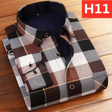 Load image into Gallery viewer, Winter Thick Velvet Dress Shirt For Men Casual Long Sleeve Plaid Warm Fleece Lining Shirts Fashion Soft Flannel Plus Size L-4XL