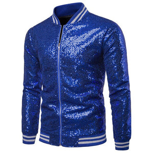 UK Mens One Button Glitter Sequined Blazer Wedding Party Jacket Tuxedo Suit Coat