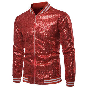 UK Mens One Button Glitter Sequined Blazer Wedding Party Jacket Tuxedo Suit Coat