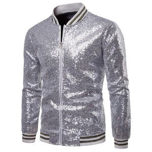 UK Mens One Button Glitter Sequined Blazer Wedding Party Jacket Tuxedo Suit Coat