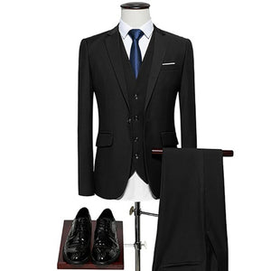 Luxury Men Wedding Suit Male Blazers Slim Fit Suits For Men Costume Business Formal Party Blue Classic Black M-6XL tuxedo Male