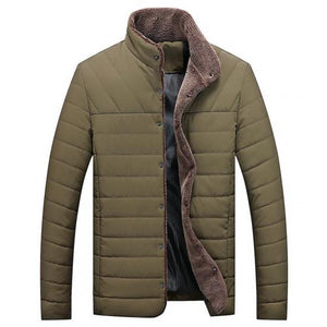 Winter jacket mens Mock Neck Parka pure cotton Plush warm coat Long Sleeve slim washable Plush coats Down jacket