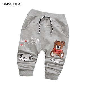 Daivsxicai Pants Boys Cotton Fashion Casual Cute Cartoon Bear Pants Baby All-Match Newborn Pants For Children 7-24 Month