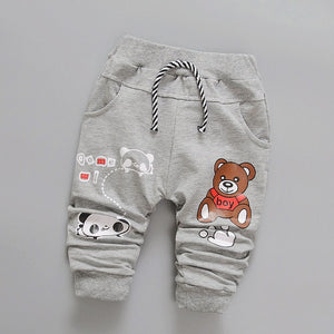 Daivsxicai Pants Boys Cotton Fashion Casual Cute Cartoon Bear Pants Baby All-Match Newborn Pants For Children 7-24 Month