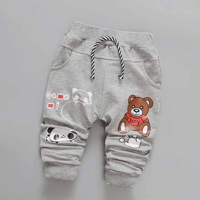 Daivsxicai Pants Boys Cotton Fashion Casual Cute Cartoon Bear Pants Baby All-Match Newborn Pants For Children 7-24 Month