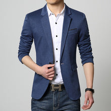 Load image into Gallery viewer, New Slim Fit Casual jacket Cotton Men Blazer Jacket Single Button Gray Mens Suit Jacket 2018 Autumn Patchwork Coat Male Suite