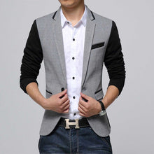 Load image into Gallery viewer, New Slim Fit Casual jacket Cotton Men Blazer Jacket Single Button Gray Mens Suit Jacket 2018 Autumn Patchwork Coat Male Suite