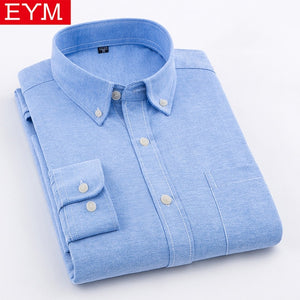 EYM Brand Men Casual Shirts 2018 Spring New Solid White Shirt Men Oxford Dress Shirt Youth Style Plus Size Male Shirt Clothing