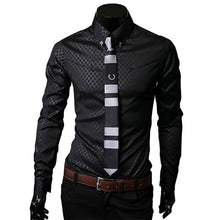 Load image into Gallery viewer, Men Plaid Shirts Brand 5XL 2018 New Mens Dress Shirts Long Sleeve Slim Casual Black White Social Male Clothes Chemise Homme 25