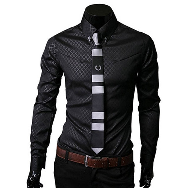 Men Plaid Shirts Brand 5XL 2018 New Mens Dress Shirts Long Sleeve Slim Casual Black White Social Male Clothes Chemise Homme 25