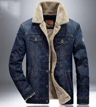 Load image into Gallery viewer, M-6XL men jacket and coats brand clothing denim jacket Fashion mens jeans jacket thick warm winter outwear male cowboy YF055