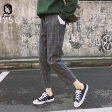 Load image into Gallery viewer, New Fashion Women Pants Pockets Plaid Womens Loose Casual Female High Waist Pant Females Korean Style Retro Chic Students Girls