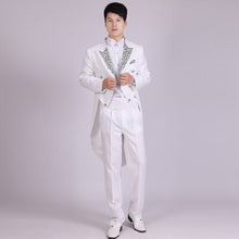 Load image into Gallery viewer, Men Suits 4 Piece (Jacket+Pants T+Bow Tie+Belt) Tailcoat Suits Men&#39;s Blazers Slim Fit Groom Wedding Prom Tuxedo  Man Suit