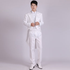 Men Suits 4 Piece (Jacket+Pants T+Bow Tie+Belt) Tailcoat Suits Men's Blazers Slim Fit Groom Wedding Prom Tuxedo  Man Suit