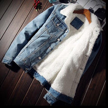 Load image into Gallery viewer, Winter Fashion Mens Jean Jacket Outwear Male Cowboy Men Jacket and Coat Trendy Warm Fleece Denim Jacket 2018