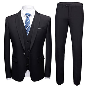 Suit Men 3 Pieces (Blazers+ Pants +Vest) Social Suit Men Fashion Solid Business Suit Set Casual Formale Suits Plus Size S-6XL