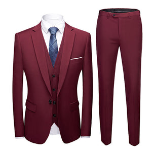 Suit Men 3 Pieces (Blazers+ Pants +Vest) Social Suit Men Fashion Solid Business Suit Set Casual Formale Suits Plus Size S-6XL