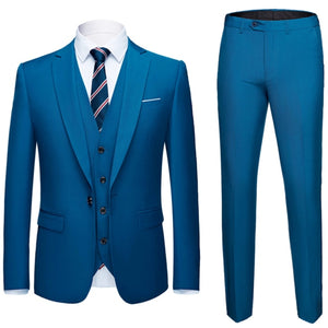 Suit Men 3 Pieces (Blazers+ Pants +Vest) Social Suit Men Fashion Solid Business Suit Set Casual Formale Suits Plus Size S-6XL