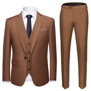 Suit Men 3 Pieces (Blazers+ Pants +Vest) Social Suit Men Fashion Solid Business Suit Set Casual Formale Suits Plus Size S-6XL