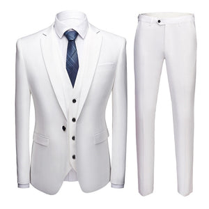 Suit Men 3 Pieces (Blazers+ Pants +Vest) Social Suit Men Fashion Solid Business Suit Set Casual Formale Suits Plus Size S-6XL