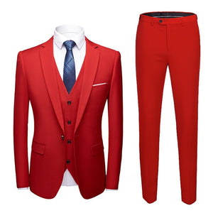 Suit Men 3 Pieces (Blazers+ Pants +Vest) Social Suit Men Fashion Solid Business Suit Set Casual Formale Suits Plus Size S-6XL