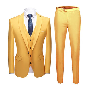 Suit Men 3 Pieces (Blazers+ Pants +Vest) Social Suit Men Fashion Solid Business Suit Set Casual Formale Suits Plus Size S-6XL