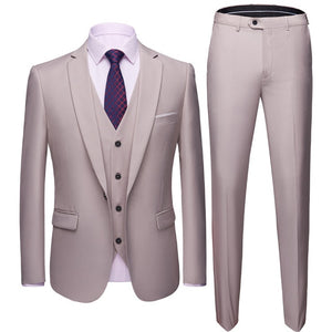 Suit Men 3 Pieces (Blazers+ Pants +Vest) Social Suit Men Fashion Solid Business Suit Set Casual Formale Suits Plus Size S-6XL