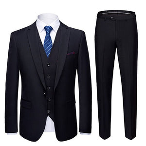 Suit Men 3 Pieces (Blazers+ Pants +Vest) Social Suit Men Fashion Solid Business Suit Set Casual Formale Suits Plus Size S-6XL