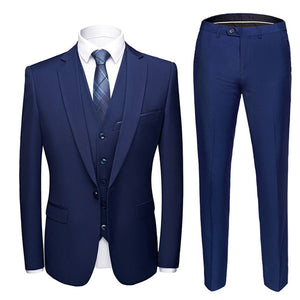 Suit Men 3 Pieces (Blazers+ Pants +Vest) Social Suit Men Fashion Solid Business Suit Set Casual Formale Suits Plus Size S-6XL