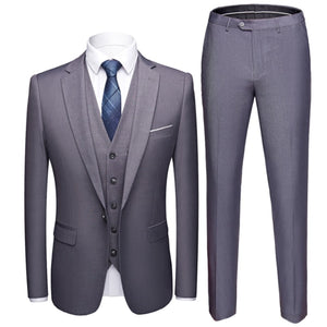 Suit Men 3 Pieces (Blazers+ Pants +Vest) Social Suit Men Fashion Solid Business Suit Set Casual Formale Suits Plus Size S-6XL