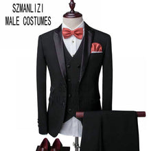 Load image into Gallery viewer, SZMANLIZI Mens Wedding Suits 2019 Italian Design Custom Made Black Smoking Tuxedo Jacket 3 Piece Groom Terno Suits For Men