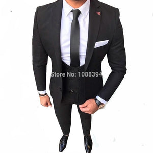 SZMANLIZI Mens Wedding Suits 2019 Italian Design Custom Made Black Smoking Tuxedo Jacket 3 Piece Groom Terno Suits For Men