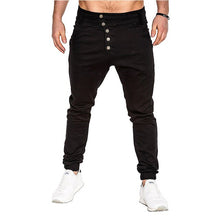 Load image into Gallery viewer, Spring Autumn New Jogger Pants Men Casual Slim Button Design Harem Pants Cotton Trousers Men